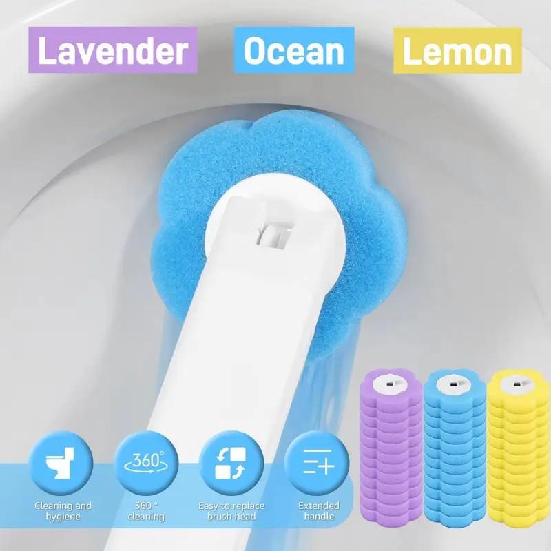 Disposable Toilet Brush Refill, 36pcs/set 3 Layer Sponge Toilet Brush Replacement Head, Household Cleaning Tool for Bathroom Toilet, House Accessories, Home Cleaning Products, Cleaning Supplies