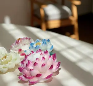 Whimsical Lotus Candles, Multi-colored 3D Frosted Petal Tips, 5 pc set!
