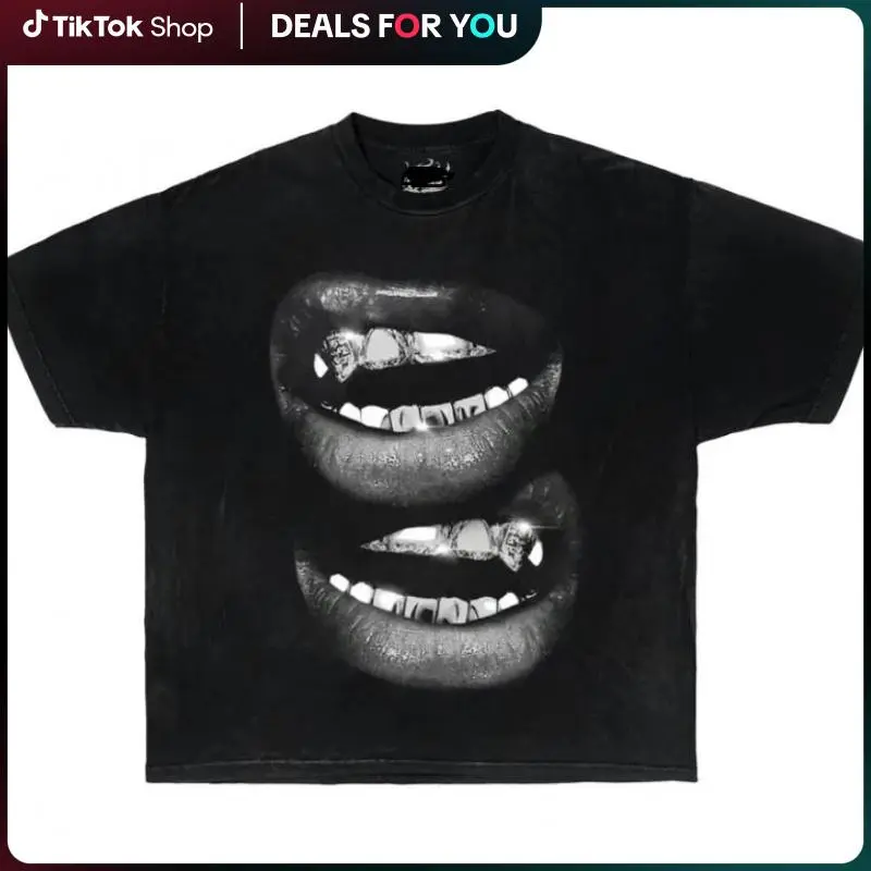 Grin Fang Mouth Garment-Dyed Boxy Shirt