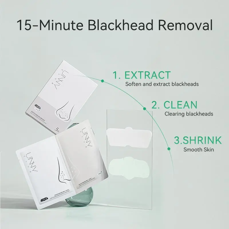 UNNY CLUB Blackhead Clear Nose Pack Set: 3-Step System for Deep Extraction & Pore Care with Tetrahydropiperine for Effective Acne Skin Care