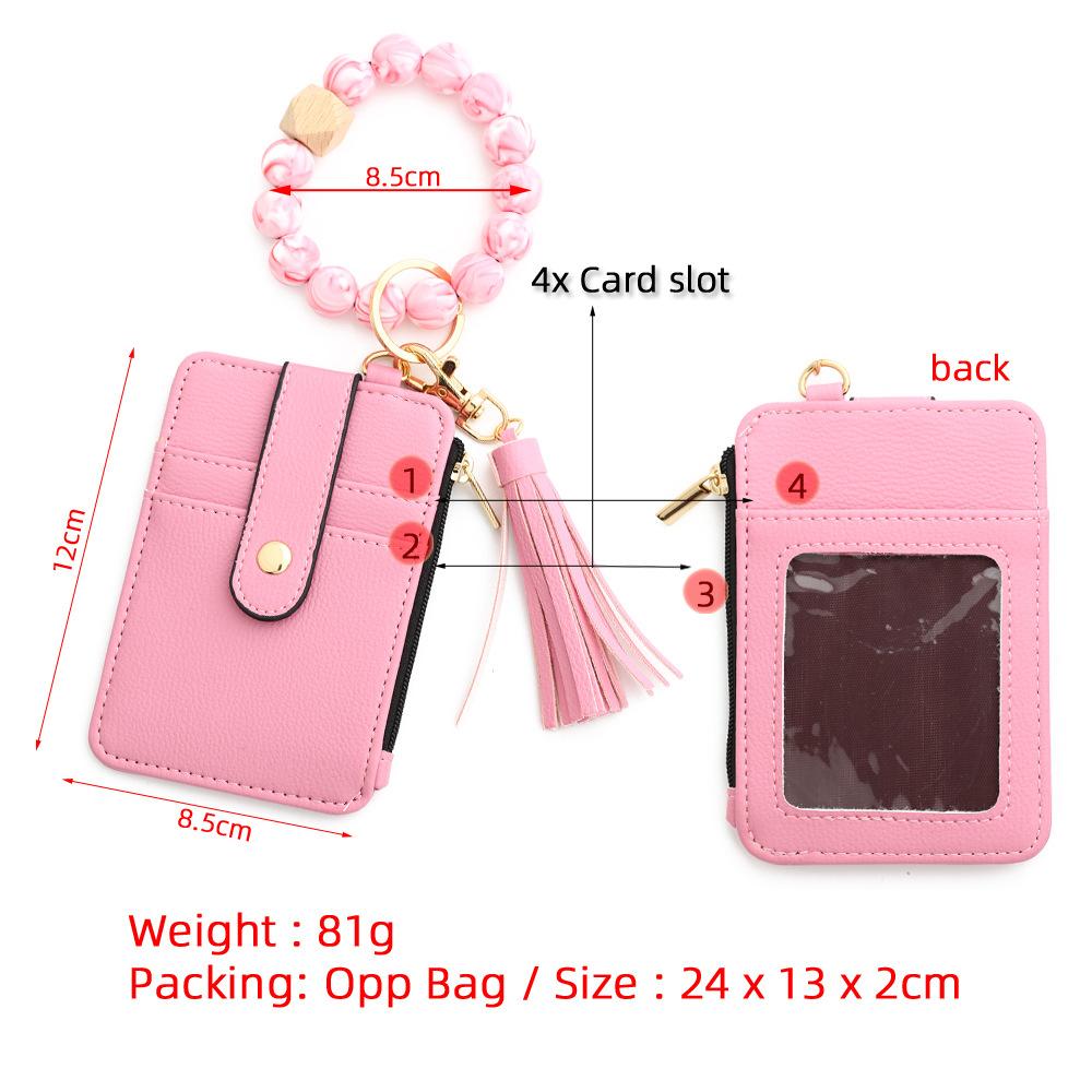 Silicone Bracelet Wristlet Wallet Credit Card Holder RFID,ID Window,Key Ring Tassel,Slim Wallet Women Keychain Purse