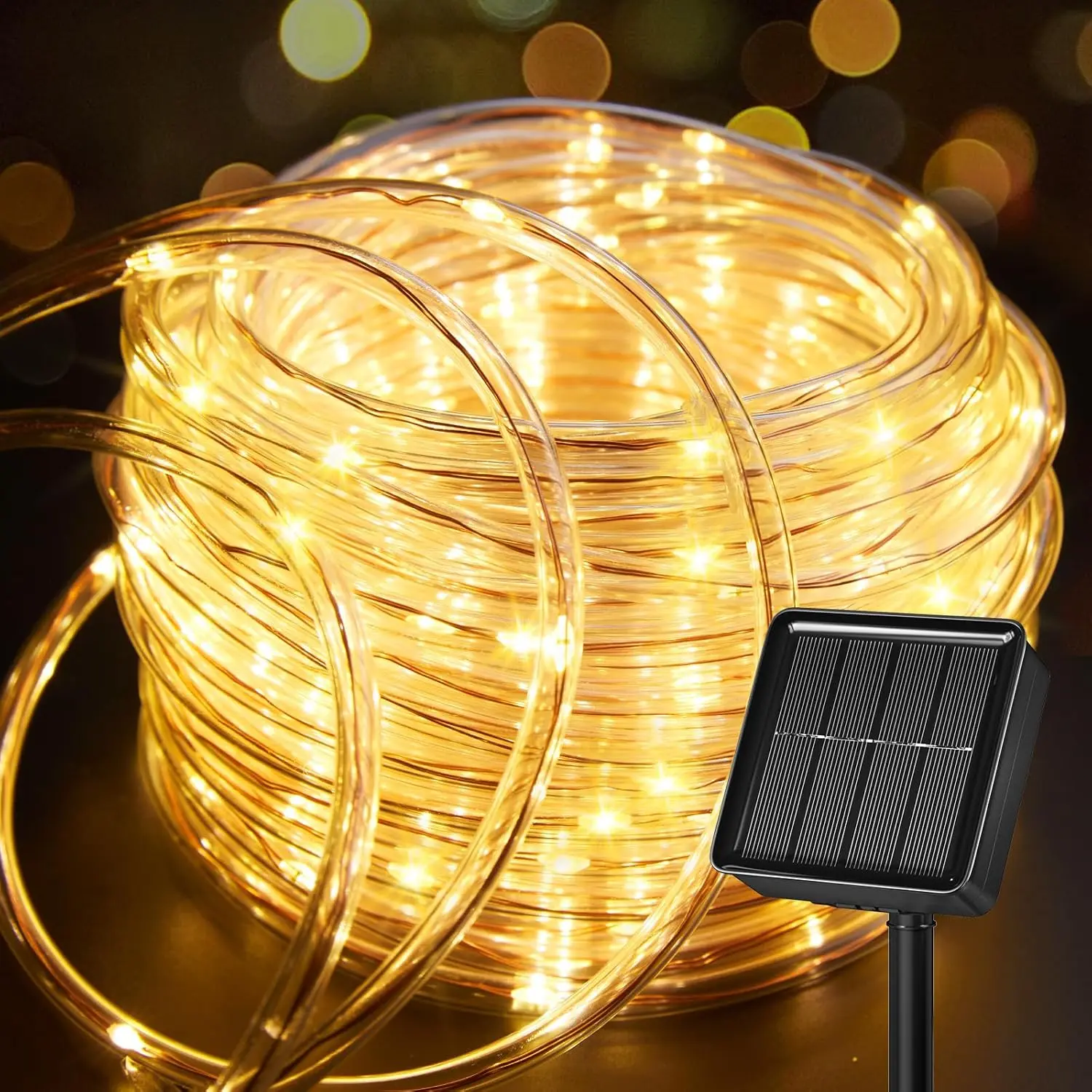 Brightown Solar Rope Lights 39FT 100LED IP65 Waterproof Outdoor String Lights with 8 Modes for Party Garden Yard Home Holiday Tree Decoration Warm White Energy Efficient Eco-Friendly, Party Lights, Decorative Lights