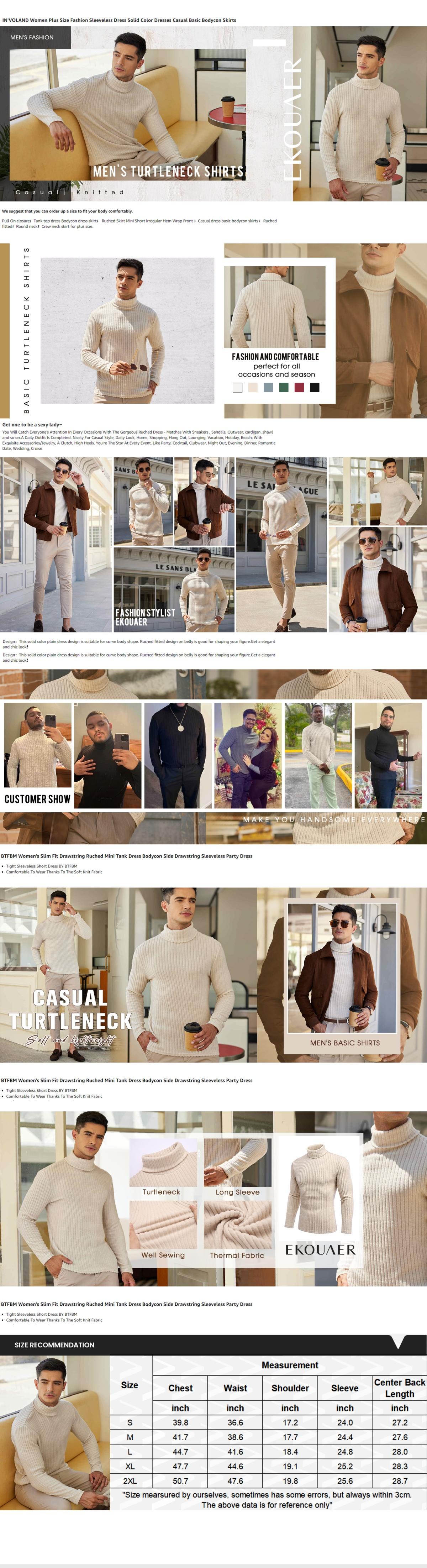 Coofandy B Men Turtleneck Shirts Lightweight Long Sleeve T Shirt Ribbed Thermal Tops Baselayer Pullover Clothing Menswear Knitwear Soft