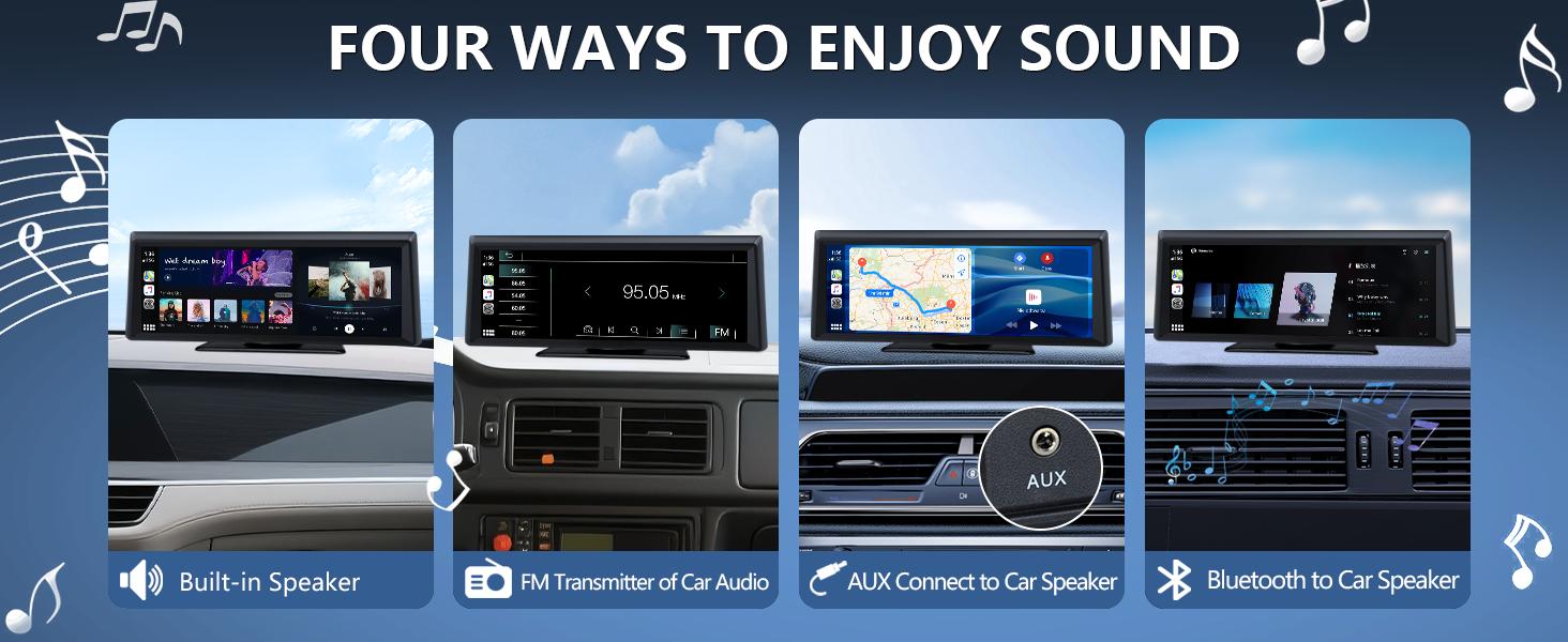 【Hieha】Wireless CarPlay Screen with 2K Dash Cam, 8.14" Portable Touchscreen Car Stereo with CarPlay & Android Auto, 1080P Backup Camera, Voice Control, Bluetooth, Mirror Link, GPS Navigation