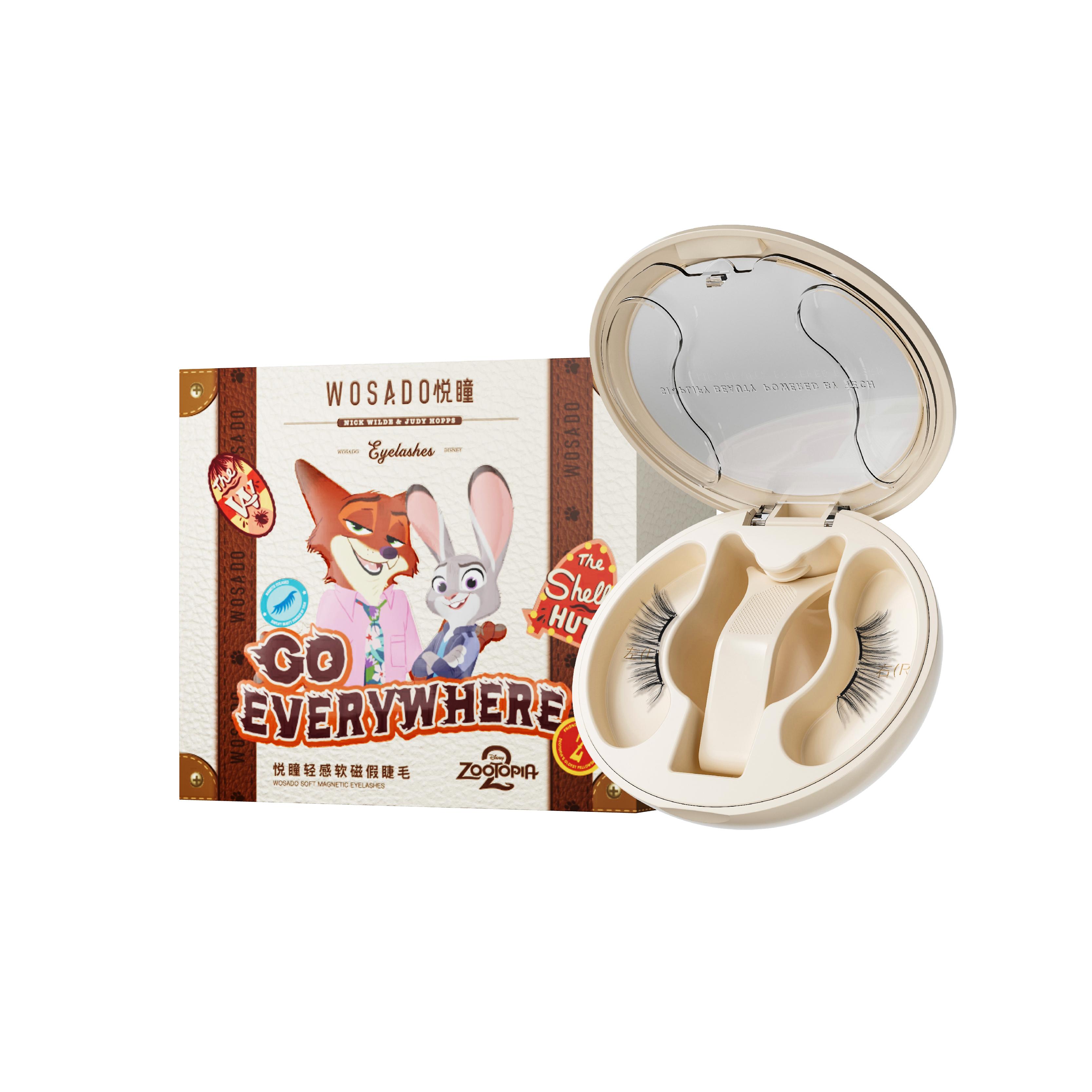 WOSADO Zootopia II Limited Edition Soft Magnetic Eyelashes All-in-One Box Waterproof Reusable Glue-Free Makeup Cosmetic Natural Style 4 Pieces Set Storage