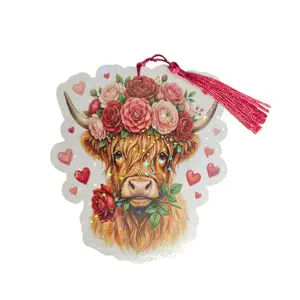 Oversized Valentine’s Edition Holographic Laminated Bookmarks with Tassel – Cute Bookish Lover Gift