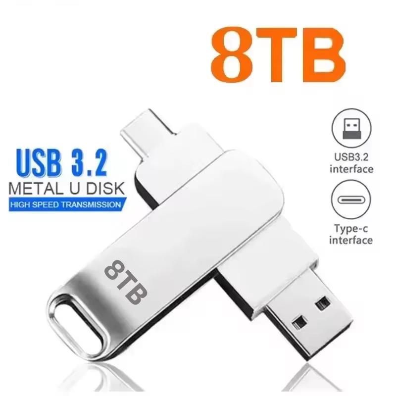 16TB Flash Drive USB 3.2 High Speed Metal U Disk Type-C Memory Stick Waterproof Storage PC Phone Data Transfer New 2026