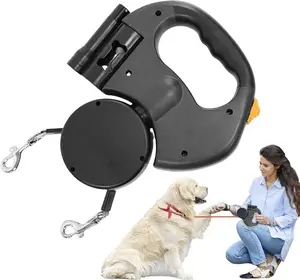 2-in-1 Retractable Dog Leash & Flashlight - Dual Pet Walking Solution with Tangle-Free Tech & Lock Function