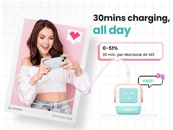 UGREEN Uno 100W/65W/30W/USB C Charger 3/4-Port Robot GaN Fast Charger PPS PD3.0 for iPhone 17 16 15 14 Pro Max, Galaxy S24/S23 Ultra, Fast Charge for Laptop Macbook Air-Black Friday Electronic Charging,TikTokShopBlackFriday ,TikTokShopJumpstartSale