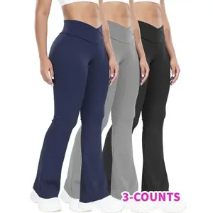 Stretchy3-PackHigh-WaistedYogaPantsforWomen-Nylon75%Elastane25%FlareLegSportsTights-All-SeasonKnitFabricWorkoutFitnessLeggingsGift