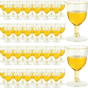 Plastic Champagne Flutes 50 Pack, 5.5 Oz Clear Disposable Plastic Champagne Glasses, Wine Glasses Cups for Wedding Celebration Birthday Party Wine Tasting New Years Eve Party Supplies