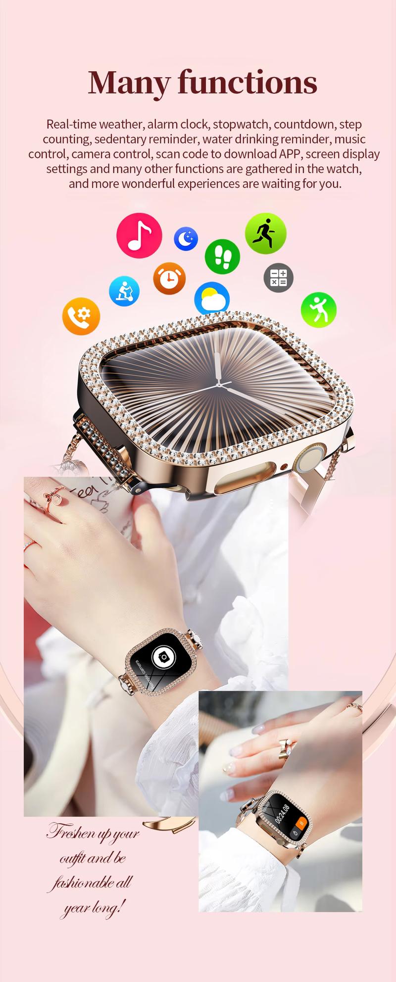 2026 Fashion Smart Watches for Women, Touch Screen Watch, Answer/Make Calls/100+ Sports Modes/Message Reminder, DIY Watch Dials, Wearable Devices, Smart Watches for iPhone/Andriod, Gift for Wife, Girl Friend