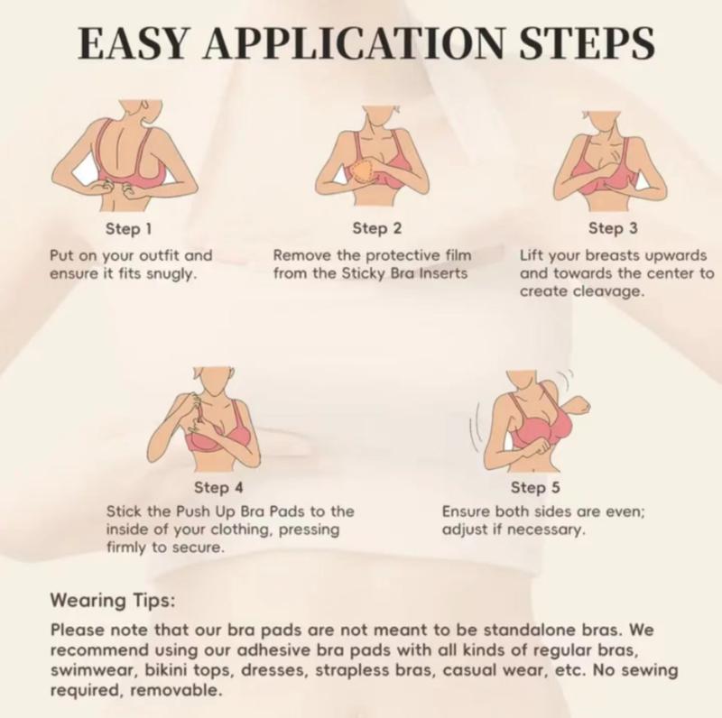 Snowy Sticky Push Up Inserts - Instant Boost Double-Sided Adhesive Bra Cup for Women - Womenswear, HULILY,Clothing Push-Up Ultra Boost Inserts for Women,sticky push up pads,adhesive bra,double sided sticky lift pads, inserts，Bra Cup