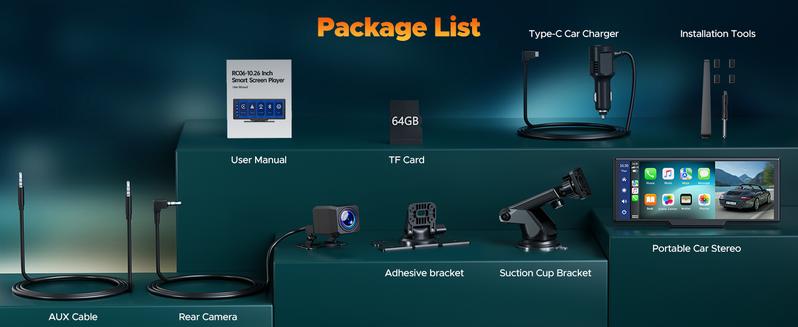 【Valentines】9.26" Automotive Wireless CarPlay In-Car Screen – Comes with a Dash Cam Featuring a 2.5K Front Camera and 1080P Rear Camera, Rearview Assistance, Voice Calls and Navigation,  Bluetooth, and AUX Audio Output. Suitable for Vehicle Upgrades