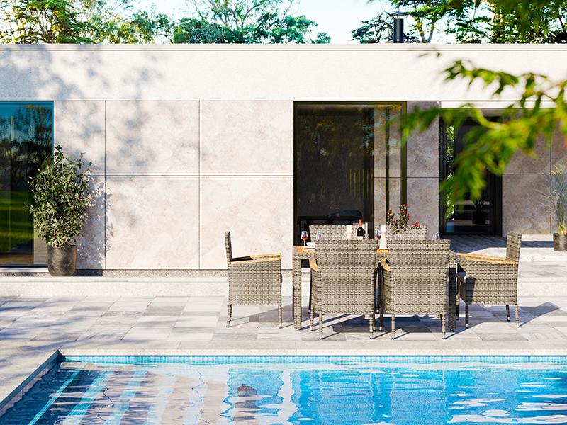 【NEW】Walsunny 7 Pieces Outdoor Patio Dining Set, Wicker Patio Furniture Set with Wood Table and 6 Chairs with Soft Cushions Grey Outdoorfun 【NEW】Walsunny 7 Pieces Outdoor Patio Dining Set, Wicker Patio Furniture Set with Wood Table and 6 Chairs with Soft Cushions Grey Outdoorfun