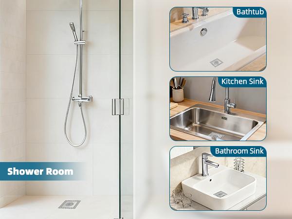 Hibbent Upgraded Shower Drain Hair Catcher, Shower Drain Cover for Bathroom Floor 4" Drain, Anti-Clogging Bathtub Drain Strainer, Stainless Steel Kitchen Sink Drain Strainer with Handle, Grey