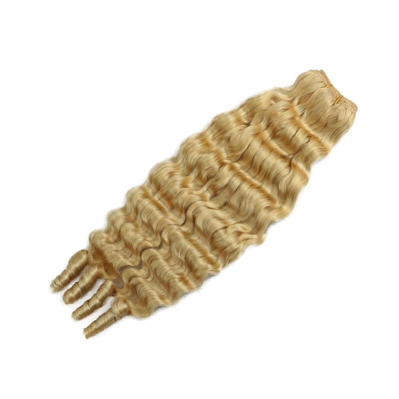 Burmese Curly Bundles Human Hair Water Wave 613 Honey Blonde 20 Inches 3C4A Quick Weave Extensions for Women 100% Unprocessed Virgin Hair Extra Thickness Easy Application