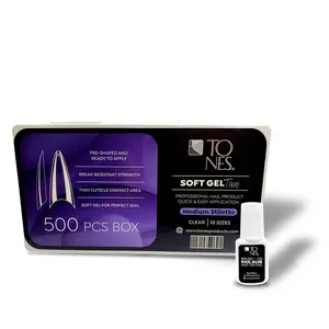 Soft Gel Tips Medium Stiletto - 500pcs + Nail Glue