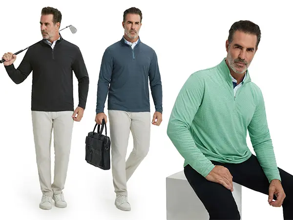 MAELREG Quarter Zip Pullover Men Jacquard Dry Fit Moisture Wicking Long Sleeve Golf Casual Stretch Sweatshirts For Men