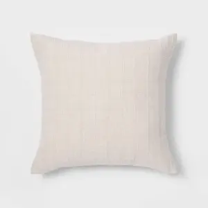 Oversized Woven Washed Windowpane Square Throw Pillow Cream - Threshold