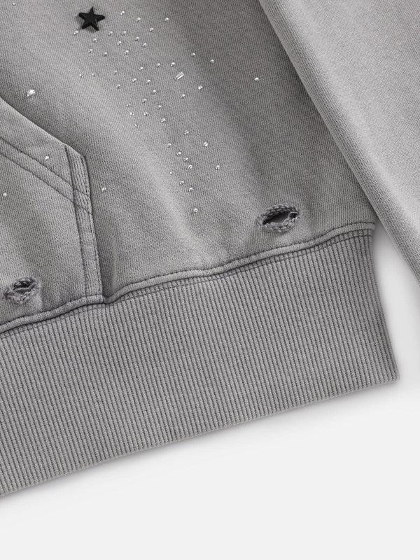 Aelfric Eden Hotfix Rhinestone Star Zip Up Hoodie Vintage Washed Hoodies Streetwear Hooded Sweatshirts Jackets Unisex zip up hoodie