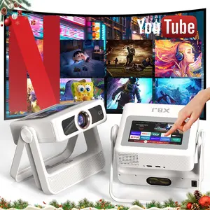 Touchscreen smart device projector supporting 5G Wi‑Fi and Bluetooth 5.2, featuring autofocus and a 180° horizontal flip, built‑in speakers, and 1080p decoding. Compact and portable, it’s an ideal choice for home, outdoor learning, and home theater.