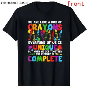 Unisex Funny Teacher Shirt – 100% Cotton Back To School T-Shirt with Colorful Crayons Quote