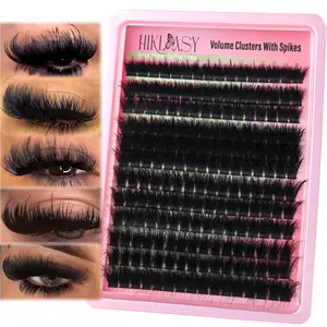 Thick Full Dramatic Lash Clusters,300D Spiky Volume Lash Clusters Fluff,14-24mm Long False Eyelashes Reusable,Locked Band No Shedding Mink Cluster Lashes By Hiklasy