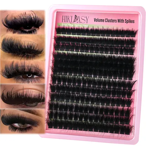 Thick Full Dramatic Lash Clusters With Spike Pre-spikes,300D Spiky Volume Lash Clusters Fluff,14-24mm Long False Eyelashes Reusable,Locked Band No Shedding Mink Cluster Lashes By Hiklasy