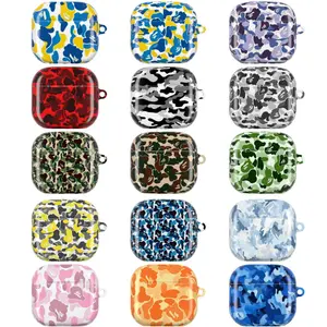 Urban Camo Streetwear AirPods Case  Ape Camouflage Pattern  Hypebeast  Bold Color Camo Aesthetic  Durable Shockproof Protective Cover For AirPods 1 2 3 4 & Pro Gen 1 2  Street Fashion Gift