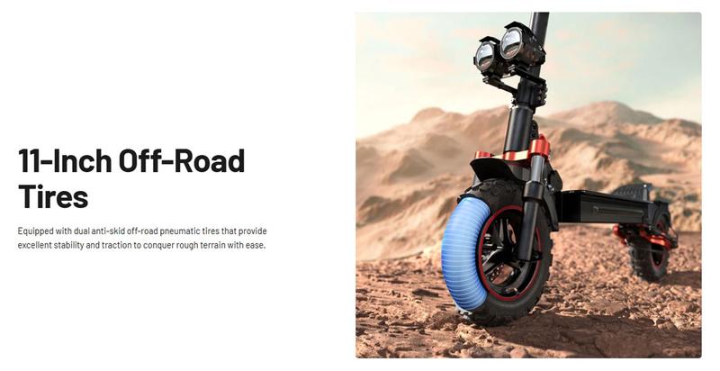 【Holiday Haul】EX5S Off-road Foldable Electric Scooter 1000W 11" Pneumatic Tubeless Tires 28MPH Speed Long Range of 40Miles High-Performance Dual-Suspension Electric Scooter Powerful Adult Commuting urban Electric Scooter, Adjustable Height, 48V 15Ah