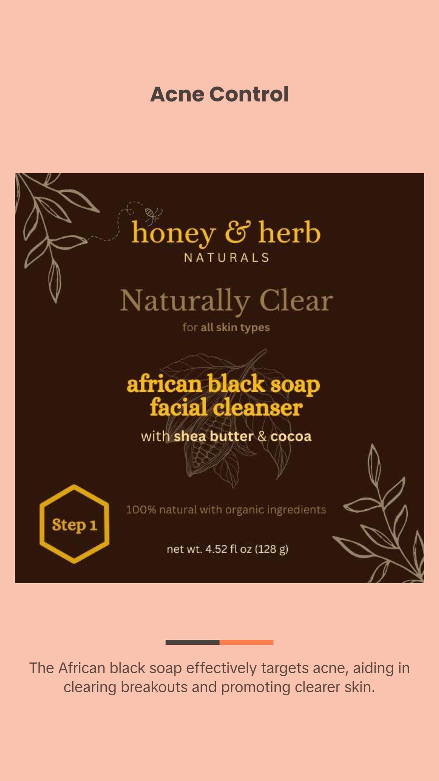 Honey & Herb African Black Soap Facial Cleanser with Cocoa & Shea Butter