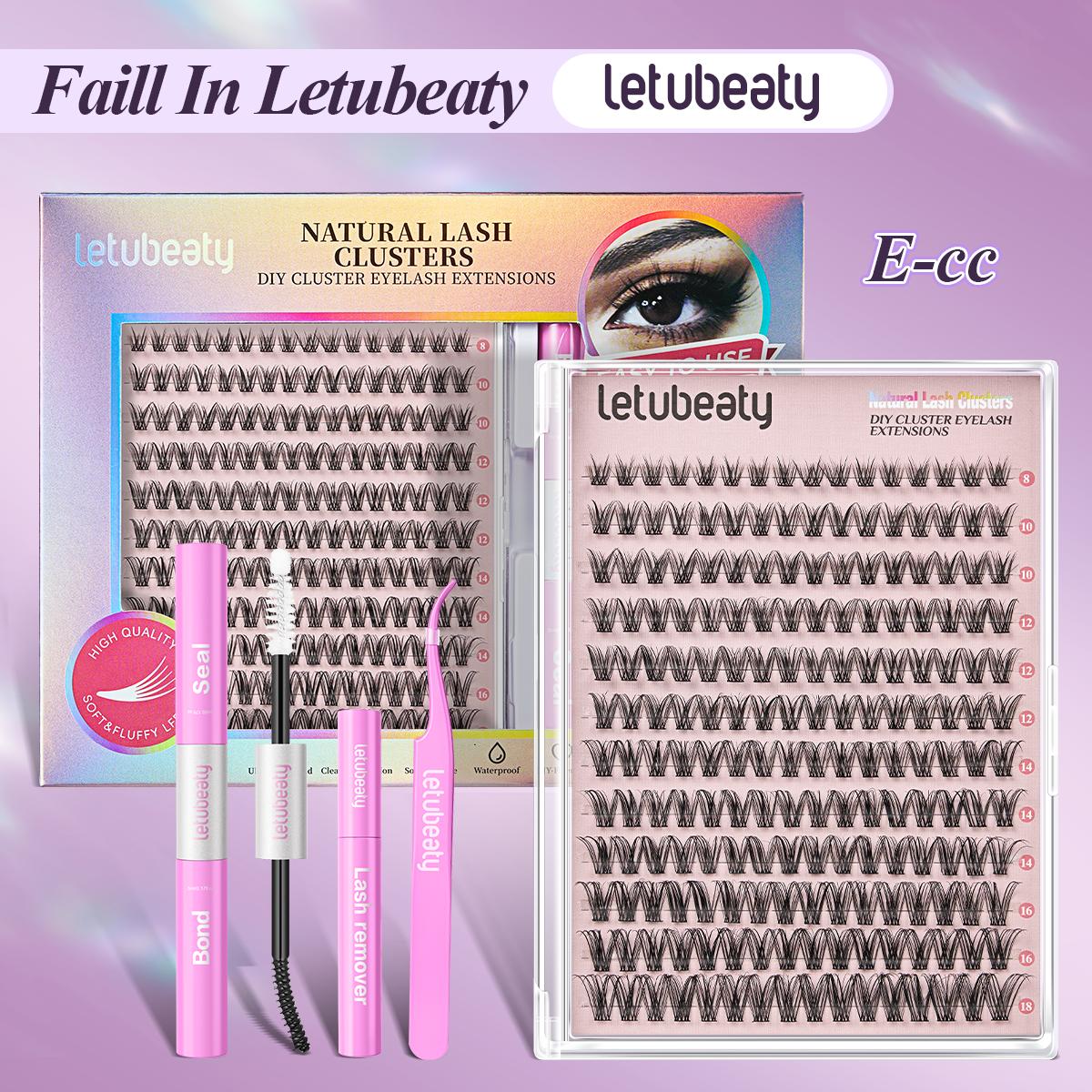 DIY Lash Cluster Kit for Natural Eyelash Extensions - Fluffy B Curl Clusters Lashes with Bond, Seal, Remover & Tweezer, Complete At-Home Makeup Set for Beginners, Soft Cluster Eyelashes, Cluster Lashes