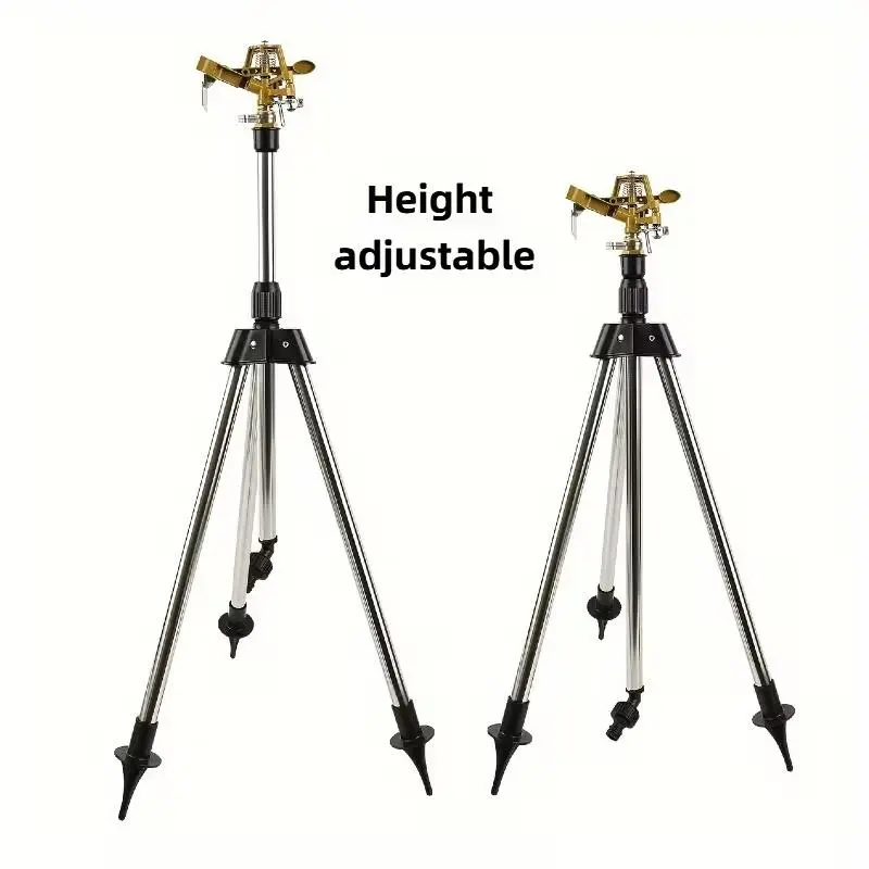 Heavy-Duty Lawn Sprinkler，Heavy-Duty 360° Rotating Impact Lawn Sprinkler with Adjustable Tripod Base，Durable Brass Head, Flip Locks, Stable Water Distribution for Yard, Garden, Lawn, Commercial/Residential Use，3 Nozzle Irrigation System