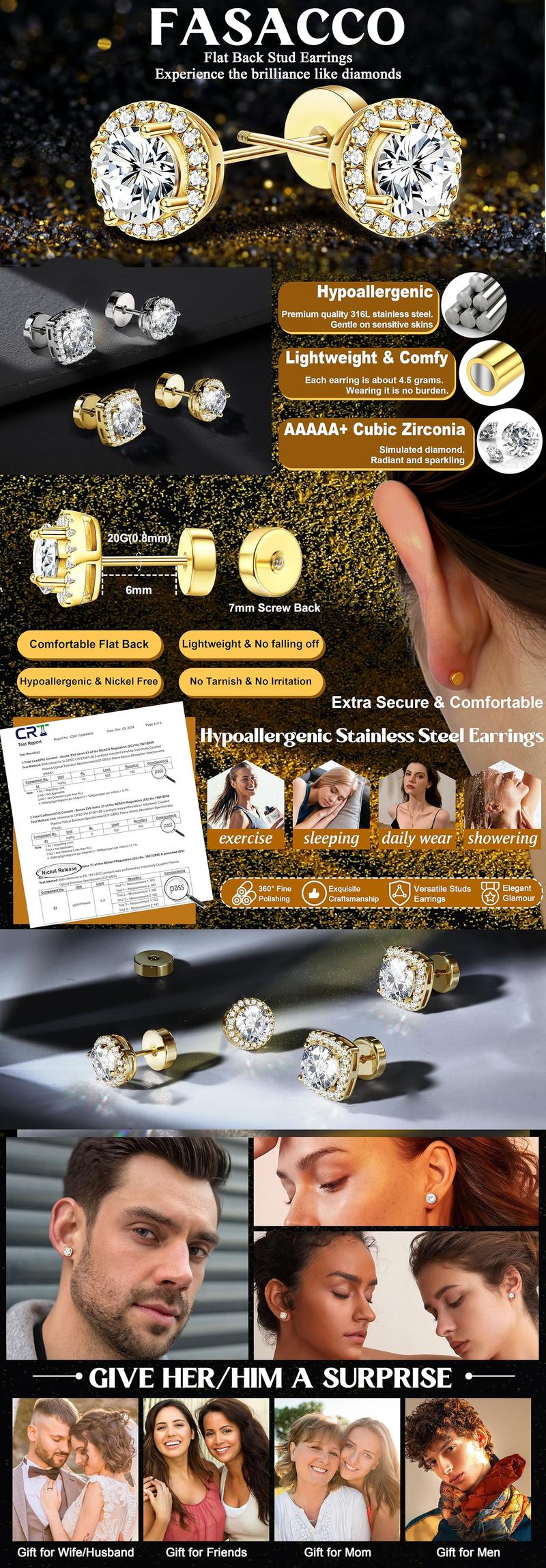 FASACCO Flat Back Earrings Round Square Studs for Men Women Earring Stacks Large Cubic Zirconia Studs Durable Flatback Accessories Men Elegant Jewelry BlackFriday FASACCO Flat Back Earrings Round Square Studs for Men Women Earring Stacks Large Cubic Zirconia Studs Durable Flatback Accessories Men Elegant Jewelry BlackFriday