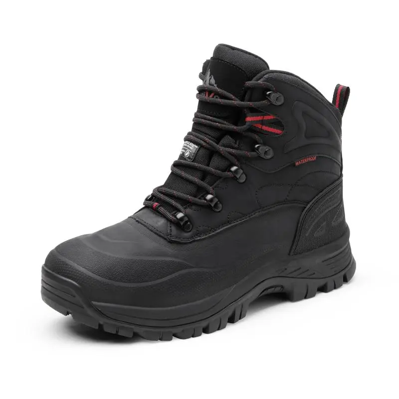 NORTIV 8 Male Ankle-High Durable Outdoor Hiking Boots - Waterproof Leather, Insulated Soft Velvet Lined, Slip-Resistant, Foam Insole Softens Impact, Mesh, Winter Snow, Mountaineering, Trekking Camping Shoes, US Sizes, 1 Pair, Reliable Grip