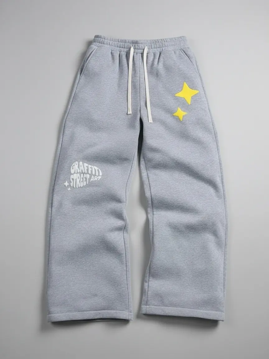 Manfinity EMRG Women's Loose Straight-Leg Sweatpants - Street Style, Hip Hop Style, Retro Y2K Fashion, Foaming Print, All-Season Fabric, Daily Wear Bottoms
