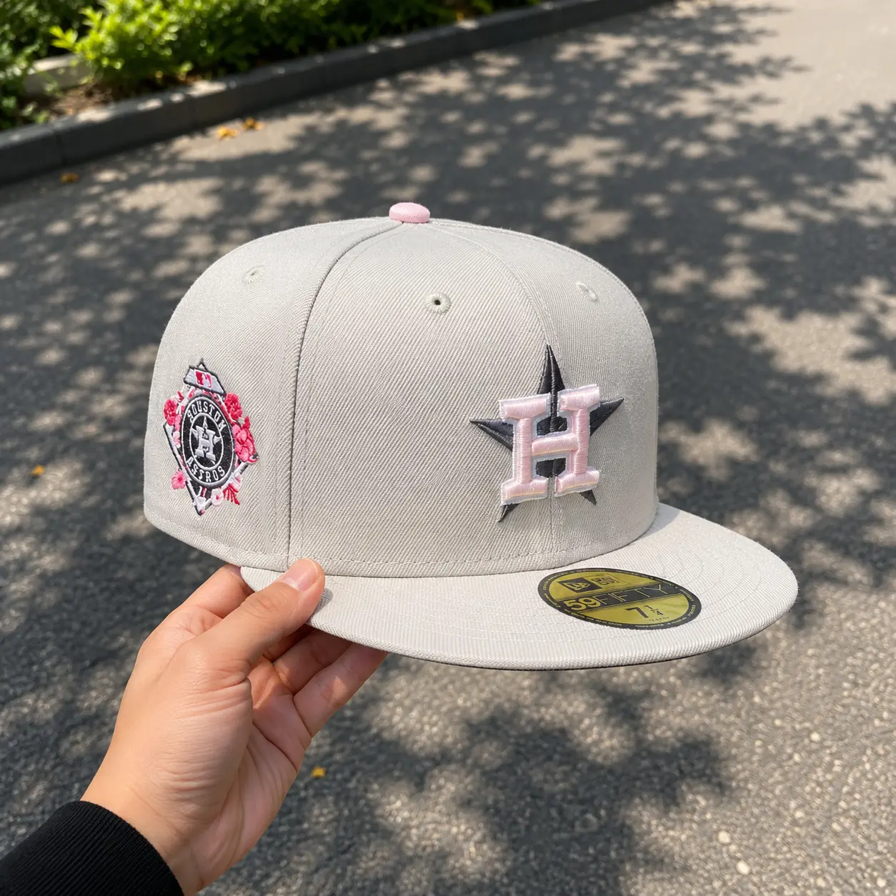 New Era Houston Astros Flat Brim Embroidered Baseball Hat - Cream