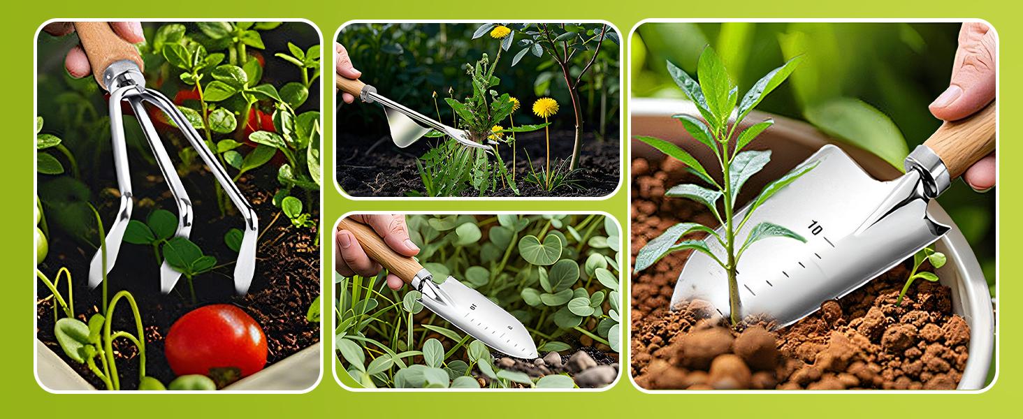 Gardening Tool Set, Saraily Stainless Steel Heavy Duty Gardening Tool Set, with Non-Slip Rubber Grip, Storage Tote Bag, Outdoor Hand Tools, Ideal Gardening Gifts for Women