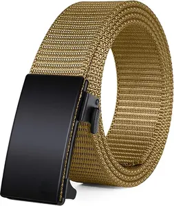 【Spring sales 】Brown 093 Men's Ratchet Web Belt - Micro-Adjust Nylon Auto Buckle - Sleek Invisible Strap 4 Golf&Casual Style - TikTok Shop Trendy