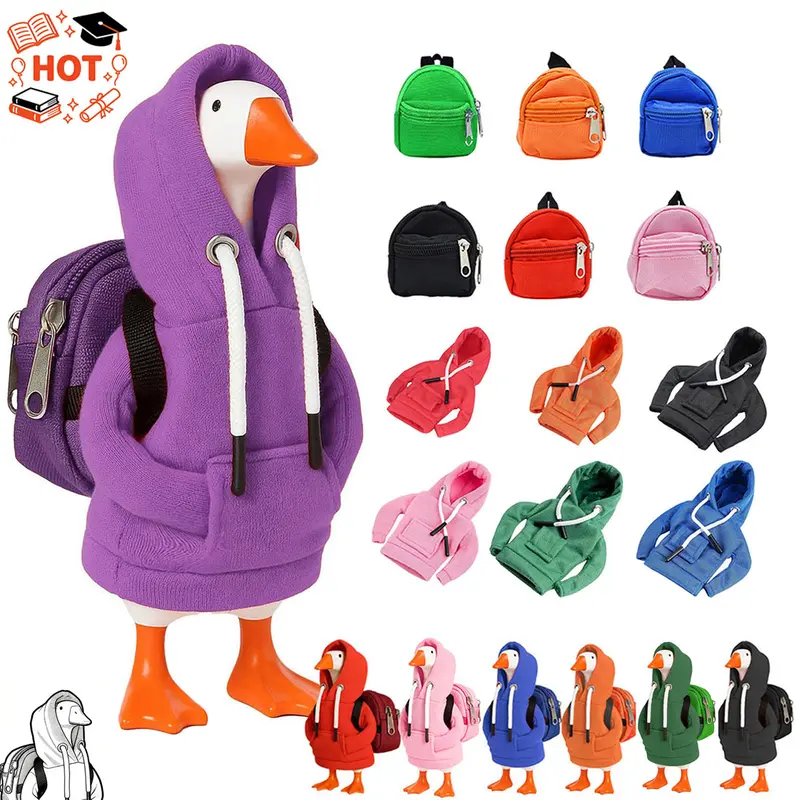 Magnetic Desk Goose Outfit Set Back to School 7 Inch Desk Goose Outfits Hoodies Tabletop Goose Accessory Mini Porch Goose Costume