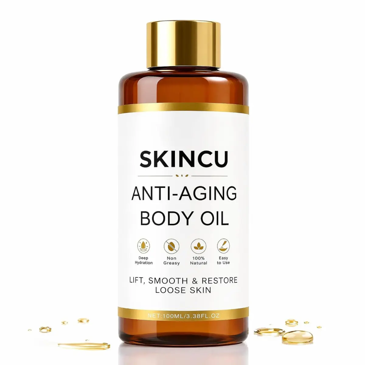 Skincu Anti-Aging Body Oil for Skin Tightening, Lightweight, Non-Greasy Moisturizer for Deep Hydration & Firming Support – Fast-Absorbing Glow Oil for Face, Arms, Belly & Feet