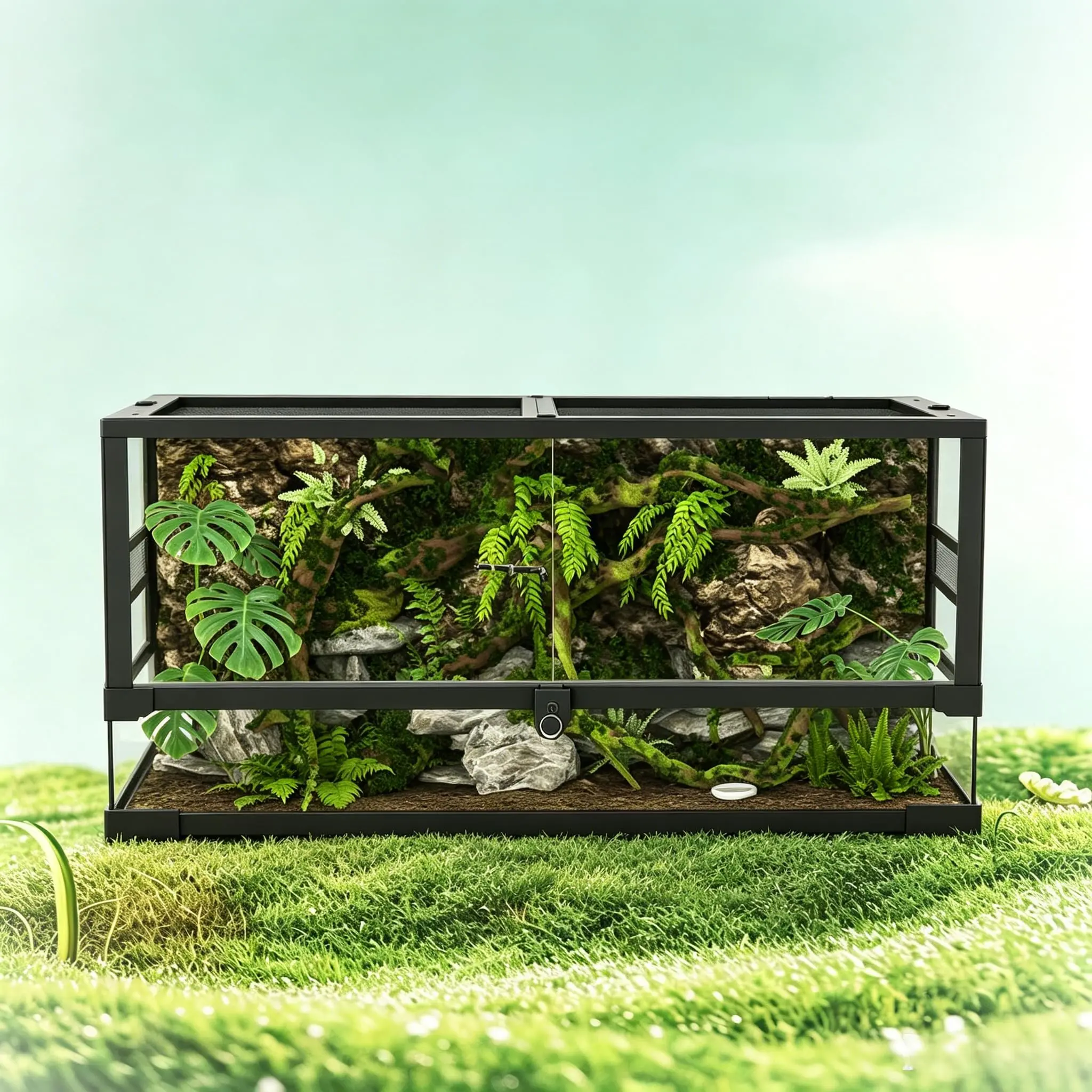 50 Gallon Tall Glass Terrarium for Reptiles, 92x47x47cm, Watertight Base and Escape-Proof Design, Easy to Clean and Maintain,home decor,camping essentials