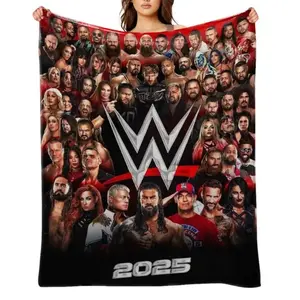 WWE Wrestling Blanket Ultra Soft Flannel Fleece Cozy Warm All Season Portable Nap Throw Bedroom Couch Sofa Travel Office Decor Birthday Christmas Gift for Fans Men Women Kids Teens Sports Entertainment
