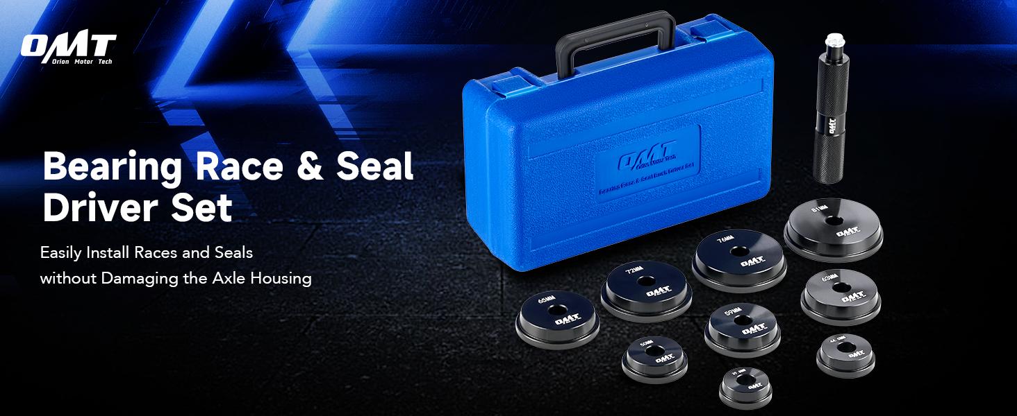 OMT Bearing Press Kit,10pc Bearing Race and Seal Driver Set with Seal Driver and 9 Bearing Adapters,Seal Installer Bearing Driver Kit for Bearing Installation, 39.5-81mm Silver/Black/Multicolor, Limited Time Deal,for Automotive Wheel Hubs