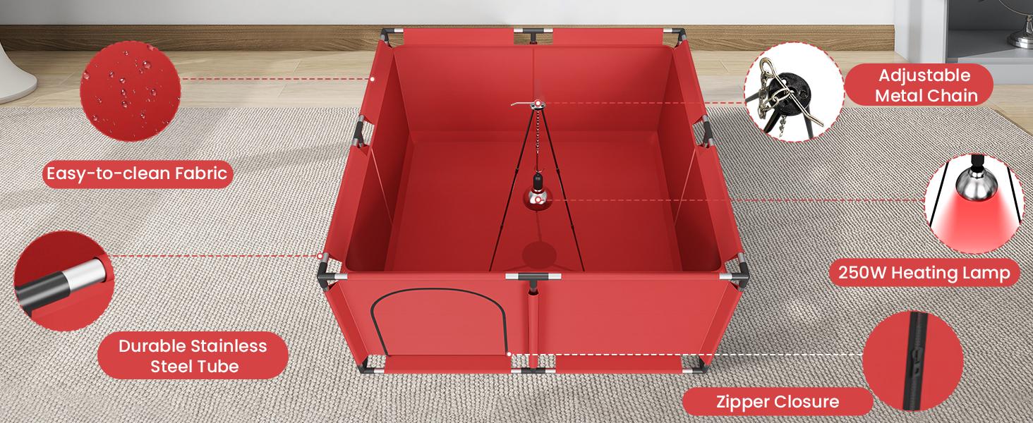 Brooder Box for Chicks, All-in-One Chick Starter Kit, Stainless Steel Frame Baby Chicken Brooder Pen with 250W Heat Lamp, Perch, Chicken Feeder & Waterer Set, Up to 30 Chicks, Square Style Brooder Box for Chicks, All-in-One Chick Starter Kit, Stainless Steel Frame Baby Chicken Brooder Pen with 250W Heat Lamp, Perch, Chicken Feeder & Waterer Set, Up to 30 Chicks, Square Style