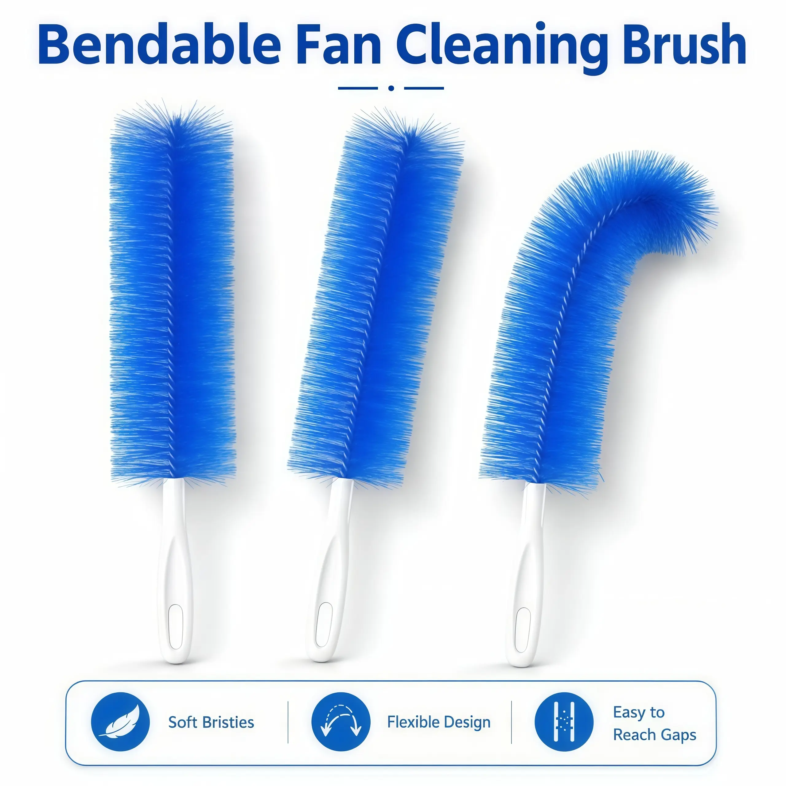 3 pieces of fan cleaning brushes, flexible fan dust removal brushes, suitable for various electric fans, reusable; ultra-fine fiber brush head dust removal brushes, can be used for cleaning air conditioners, household and vehicle air outlets, curtains, bl