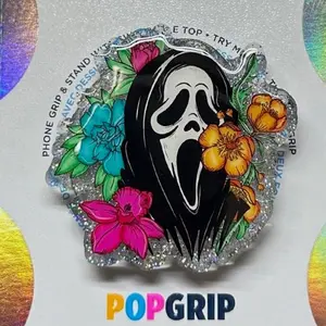 Ghost Face Design Flower Magsafe Popsocket, Magsafe Phone Grip , Halloween Gift, Halloween Colection, Gift for Friend, Gift for Girl Friend  | Phone Grip | Kindle Grip | Bookish | Acrylic/Resin |