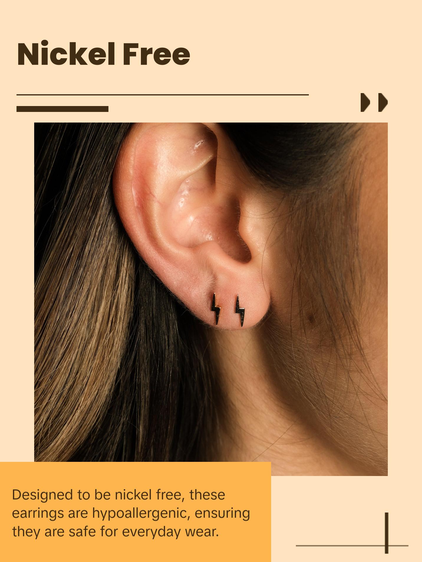 Tiny Lightning Bolt Stud Earrings