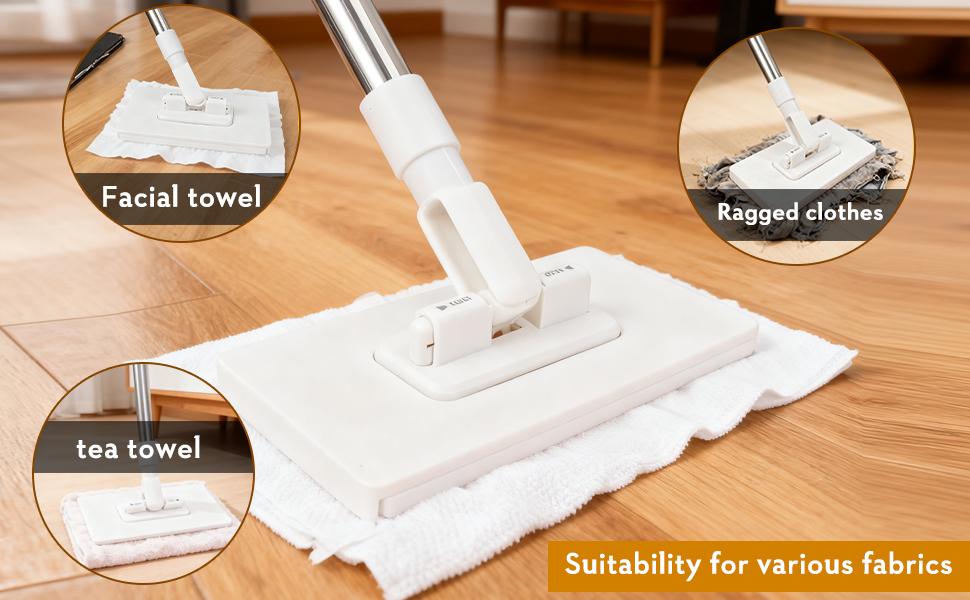 Mini Reusable Clamp Mop – Multi-Functional, Secure Hold for Paper Towels, Rags, and Wipes, Includes 10 Cloths for Easy and Versatile Cleaning, Ideal for Lazy Person's Use.HY